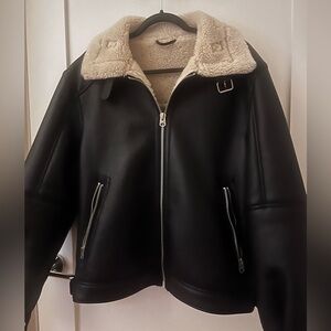 Zara mens small faux leather black jacket